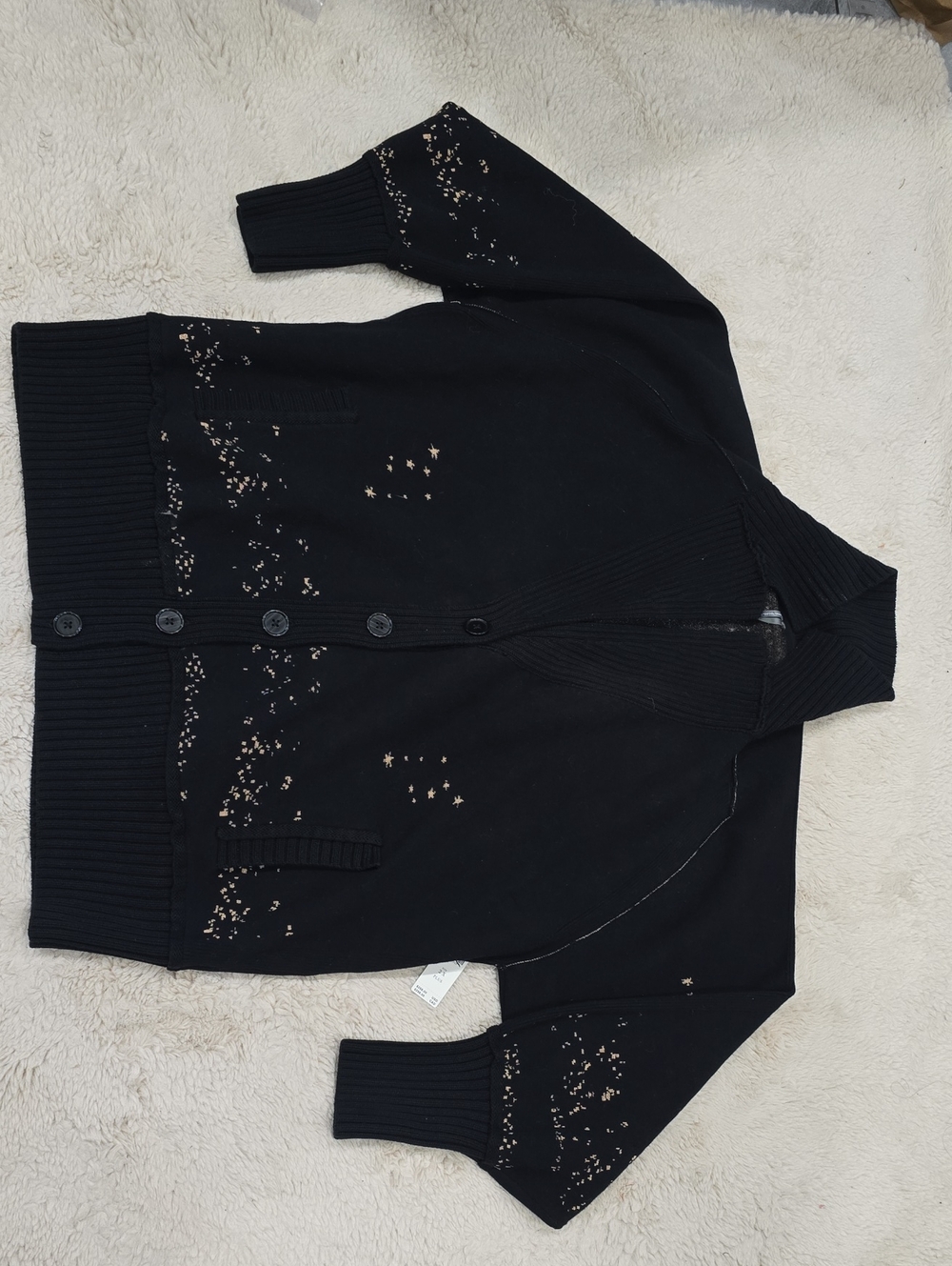 Anthropologie Black Cardigan with Gold Star Embellishments